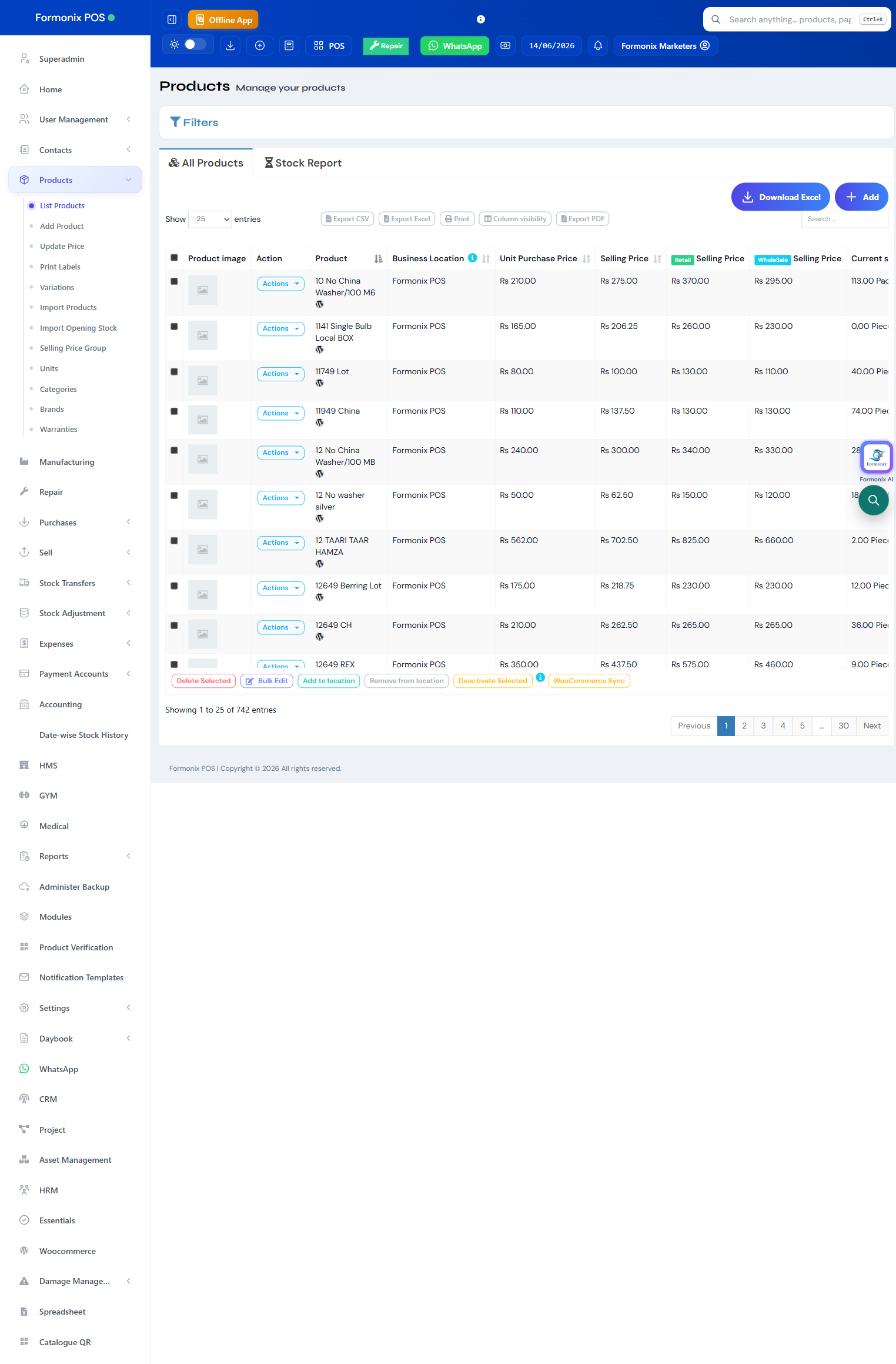 Formonix POS screen